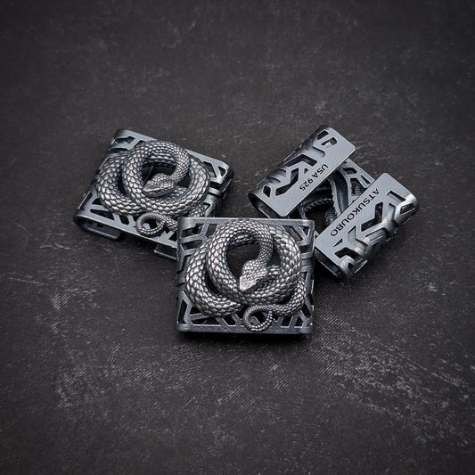 Rattlesnake Molle Clip, Sterling Silver